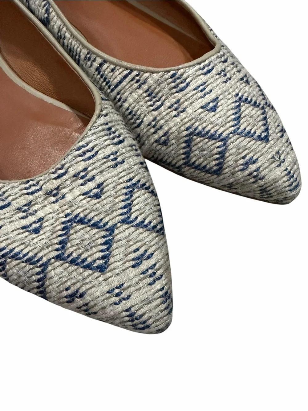 Sundance Calli Flats 7.5 EU 38 Neutral Boho Pointed Toe Slip on Flats S7
